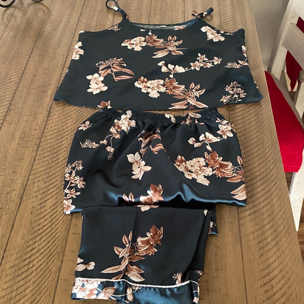 Floral Satin Pajama Set